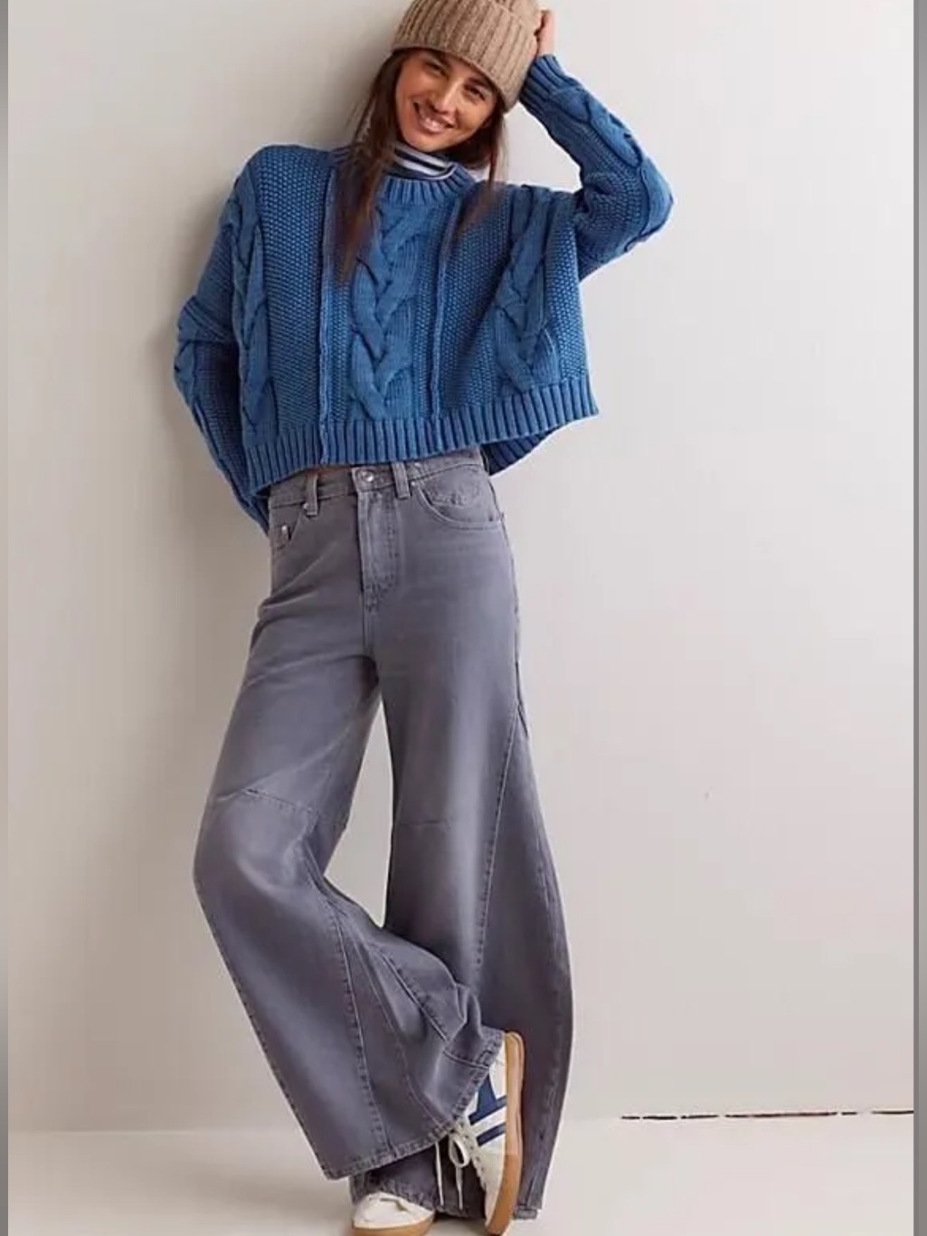 We The Free High-Rise Wide Leg Jeans In Gray